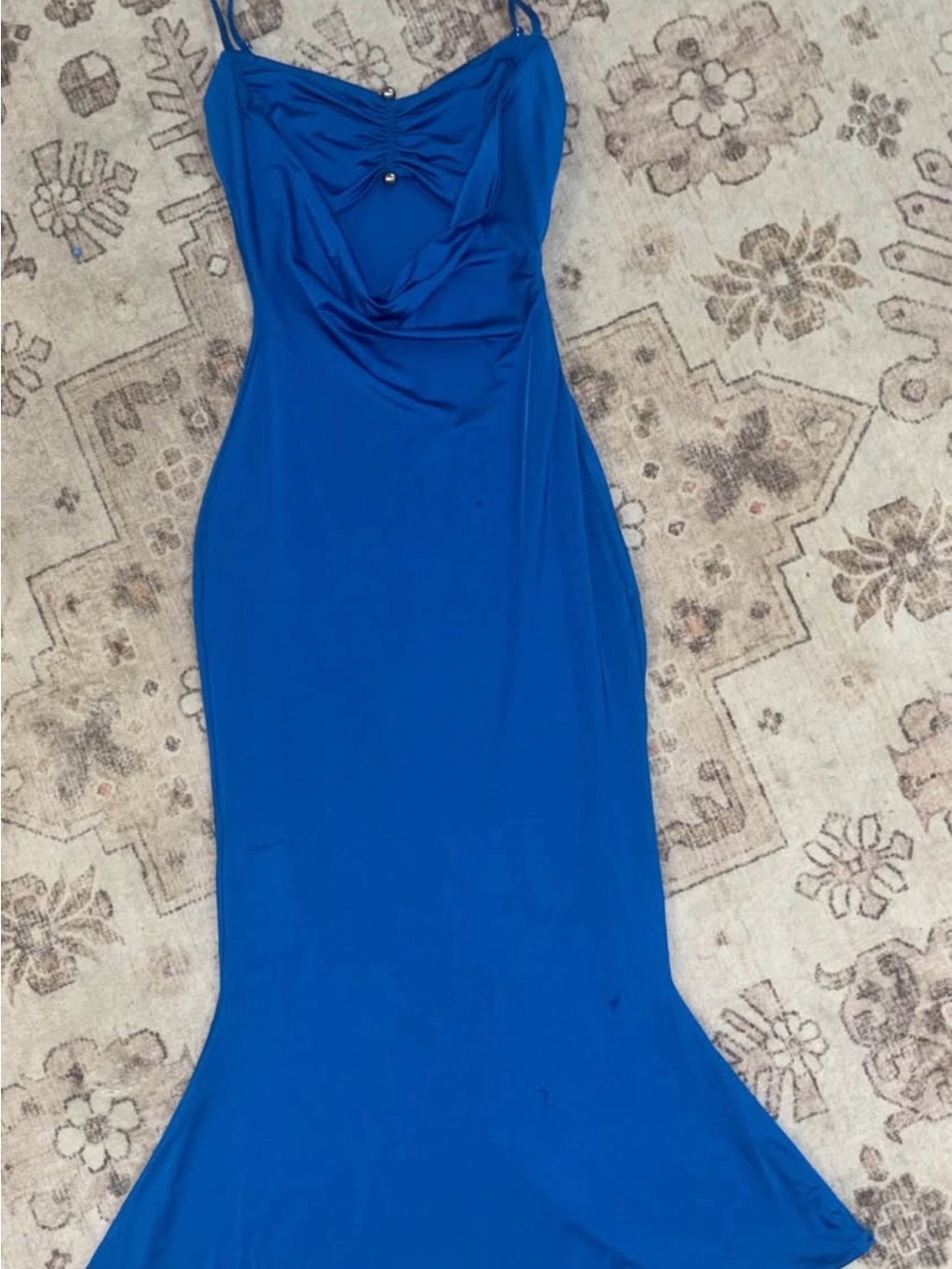Oh Polly Cobalt Blue Cowl Neck Maxi Slip Dress